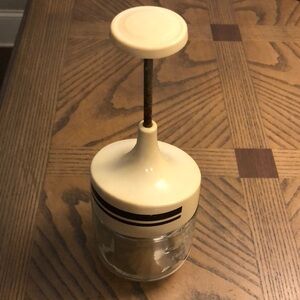 Vintage Gemco Cream and Brown food chopper. Made in USA retro MCM